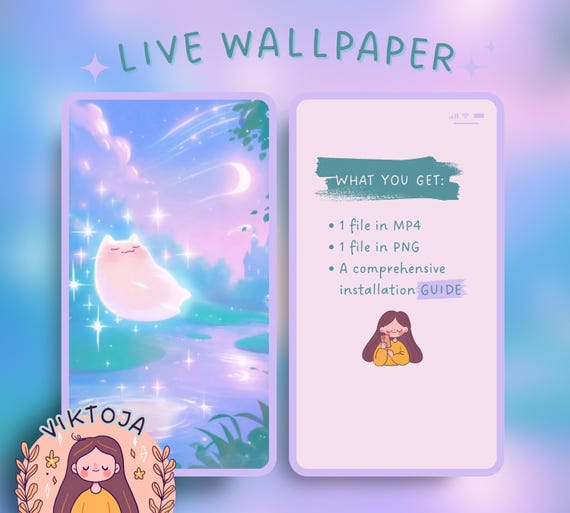 Ghost Cat Live Wallpaper: Kawaii iOS/Android Phone Background (MP4 & PNG)