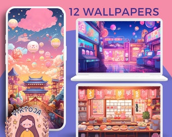Kawaii Pastel Wallpaper: Lofi Japanese Screensaver (Digital Download)