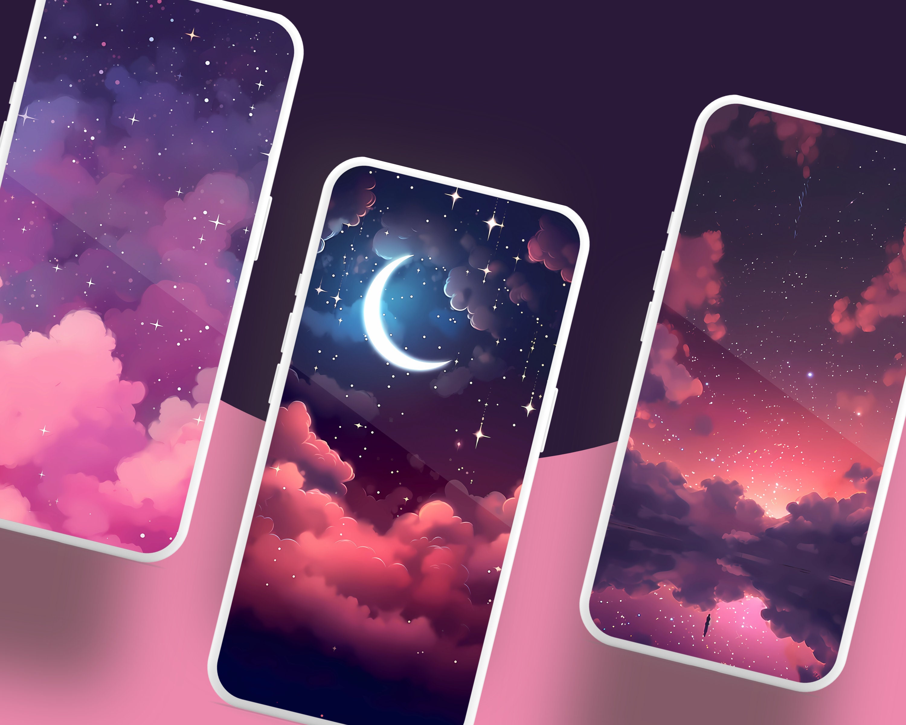 Dark Pink Clouds Wallpaper Kawaii Wallpaper Lofi Wallpaper - Etsy