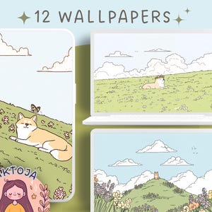 Sfondo Shiba Inu Pastel Sakura accogliente desktop ciliegio in fiore sfondo iPad sfondo kawaii sfondo anime sfondo carino