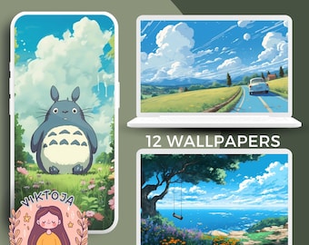 Blue Skies Wallpaper: Anime Phone & Desktop Backgrounds (Digital Download)