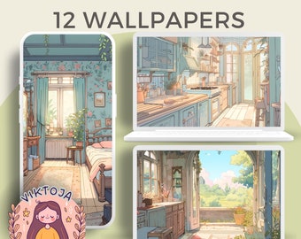 Studio Anime Wallpaper gemütlichen Bildschirmschoner Tapete Blumen Anime druckbare Bildschirmschoner ästhetischen Desktop japanisch jpg