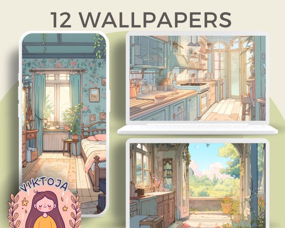 Studio Ghibli Anime Wallpaper: Cozy Pastel Screensaver (Digital Download)