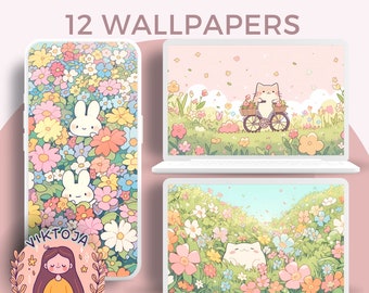 Kawaii flower Wallpaper pastel wallpaper pink desktop wallpaper cute screensaver kawaii background phone flower wallpaper cute Lock Screen