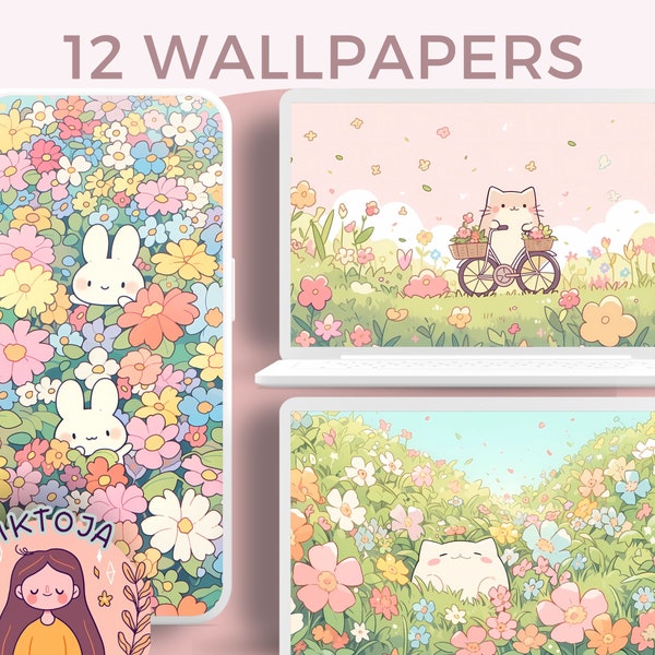 Kawaii Blumen Wallpaper Pastell Wallpaper rosa Bildschirmhintergrund niedlichen Bildschirmschoner kawaii Hintergrund Handy Bildschirmhintergrund süß Lock Screen