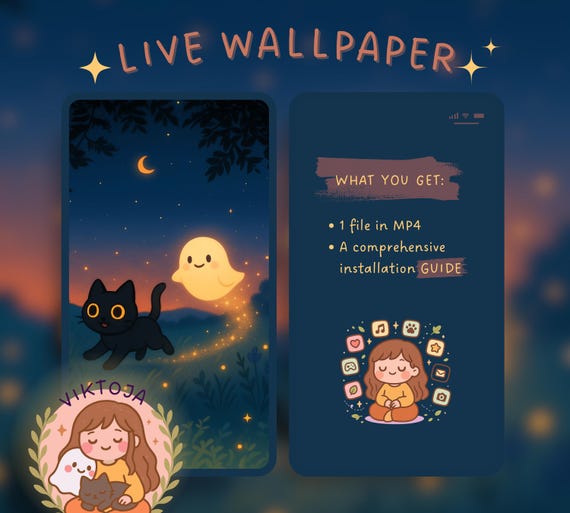 Inky Ghosty Live Wallpaper: Kawaii iOS Android Background (MP4)