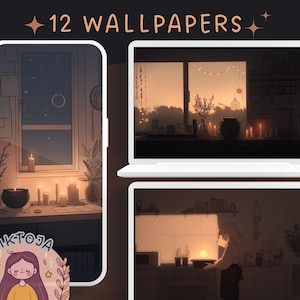 Witchy Desktop Wallpapers, Cozy Dark Academia Scenes (Digital Download)