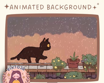 Gemütliche Lofi Katze Animierter Vtuber Hintergrund: Twitch Stream Overlay (MP4)