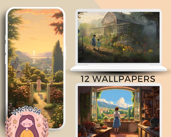 Studio Ghibli Inspired Wallpaper: French Country Scenes (Digital Download)