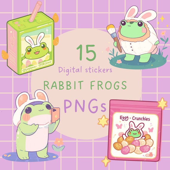 Kawaii Frog PNG Stickers: Anime Chibi Clipart (Commercial Use)