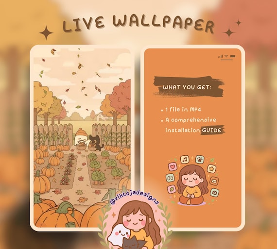 autumn prep Cat Live Wallpaper: Kawaii Hygge iOS/Android (MP4)