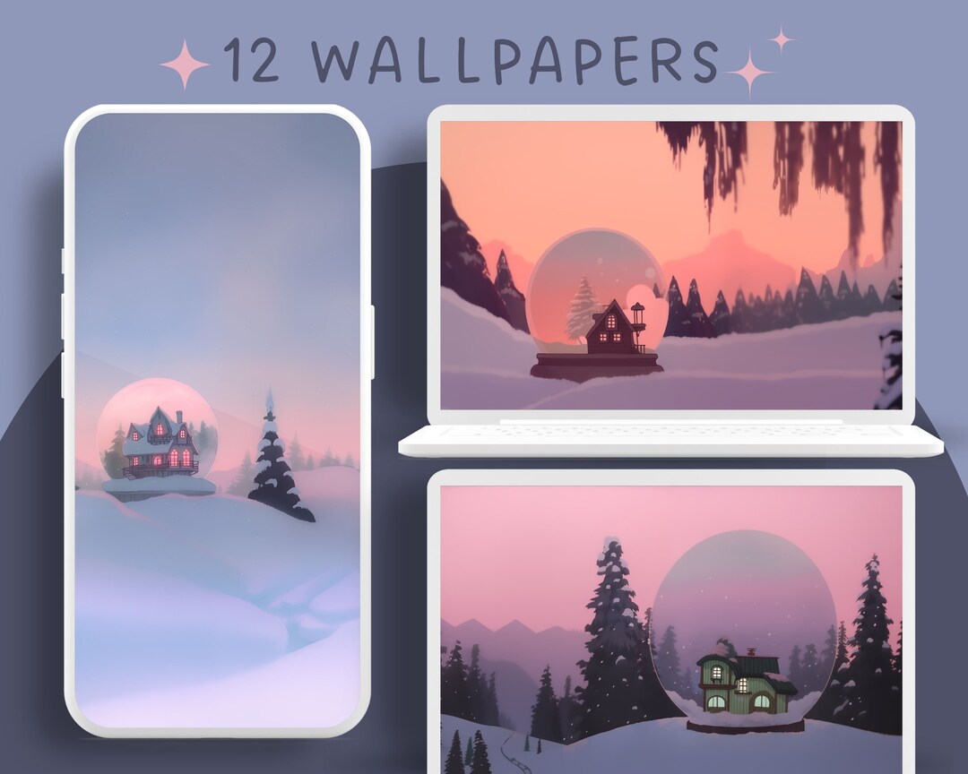 Snow Globe Wallpaper Holiday Wallpaper Lofi Wallpaper - Etsy
