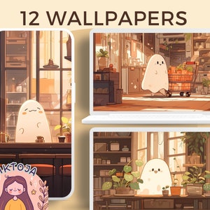 Cute ghosts wallpaper halloween wallpaper lofi wallpaper plants wallpapers 4k wallpaper aesthetic desktop wallpaper cute wallpaper boho