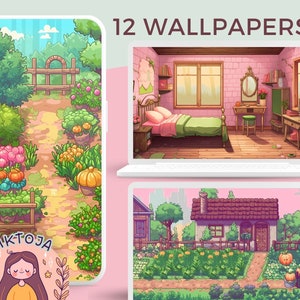 Pink Cottagecore Wallpaper pastel wallpaper pink desktop wallpaper gamer girl screensaver kawaii background phone wallpaper cute Lock Screen