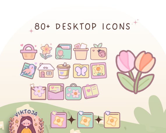 Sakura Desktop Icons: 80+ Spring Pastel Kawaii Theme (PNG & ICO) (Digital Download)