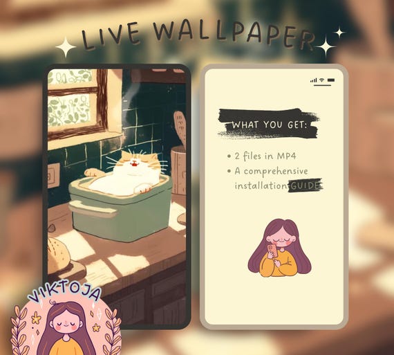 Loaf Cat Live Wallpaper: Kawaii Hygge iOS/Android (MP4 & PNG)