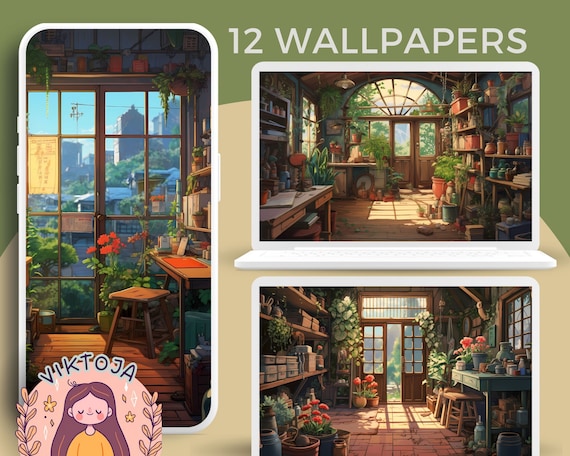 Studio Ghibli Anime Plant Wallpaper Set (Digital Download)