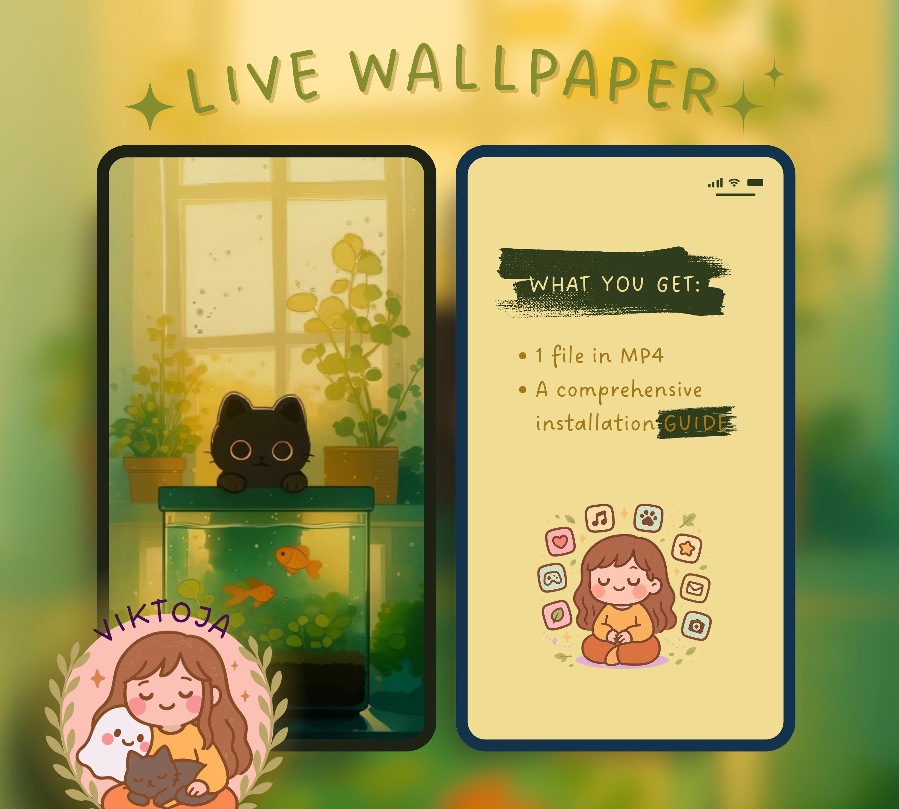 Inky & Ghosty Live Wallpaper: Kawaii Animated Background (MP4)