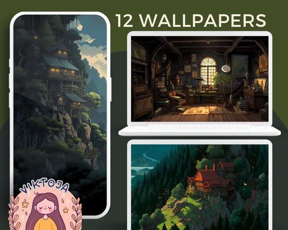 Studio Ghibli Wallpaper Set: Cozy Anime Backgrounds (Digital Download)
