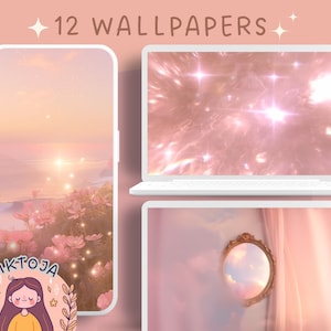 Eterisk rosa blomma bakgrundsbild, mobil och skrivbord (digital nedladdning)