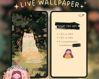 Floating Kitty Live Wallpaper: Kawaii iOS/Android (MP4 & PNG)
