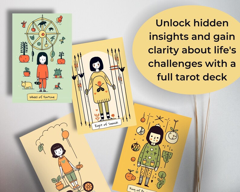 78 Card Tarot Deck Printable Quirky 78 Cards Tarot Deck - Etsy