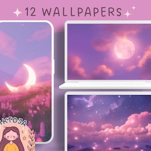 Pastel night wallpaper meadow wallpaper lofi wallpaper anime moon wallpapers 4k wallpaper aesthetic desktop wallpaper cute wallpaper