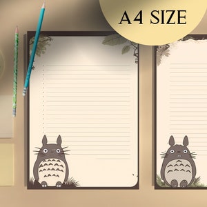 Totoro Stationary Studio Ghibli Printable Kawaii Stationary Anime Lined ...