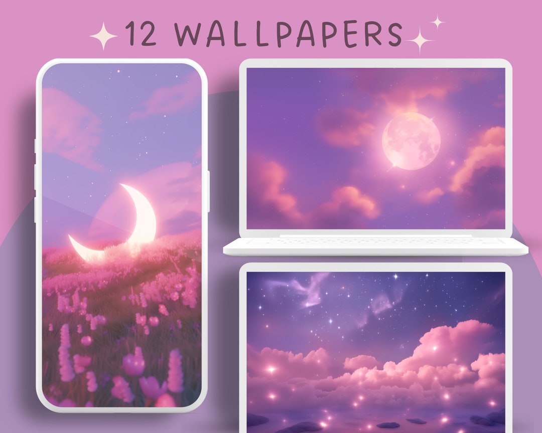 Pastel Night Wallpaper Meadow Wallpaper Lofi Wallpaper Anime Moon ...