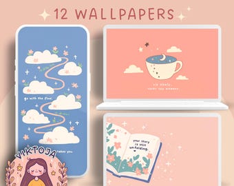 Pastell Wallpaper Set: Motivierende Handy & Desktop Hintergründe (Digitaler Download