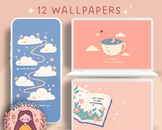 Pastel Wallpaper Set: Motivational Phone & Desktop Backgrounds (Digital Download