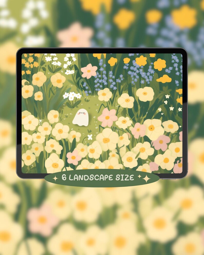 Spring Ghost Computer Wallpaper Kawaii Spring Ghost Wallpaper, Pastel Flower Screensaver (digital ...