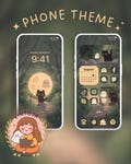 Forest Cat Phone Theme: iOS Android Icons & Wallpaper (Digital Download)