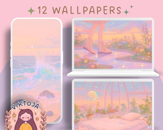Dreamy Pastel Wallpapers, Lofi Anime Style (Digital Download)
