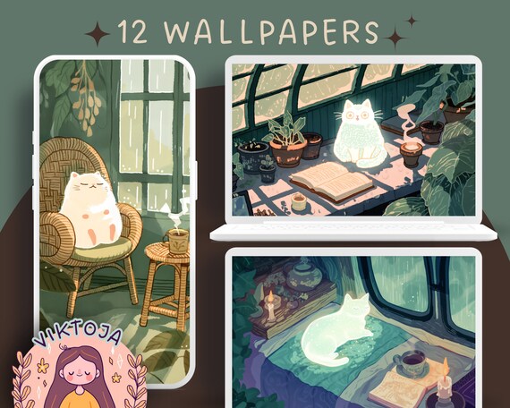 Cozy Cats Wallpaper Bundle: Desktop & Mobile (Digital Download)