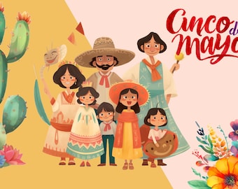 Cinco de Mayo PNG Stickers: Mexican Fiesta Clipart Bundle (Digital Download)