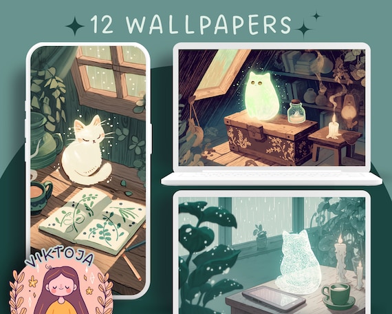 Cozy Cats Wallpaper Bundle: Desktop & Mobile (Digital Download)