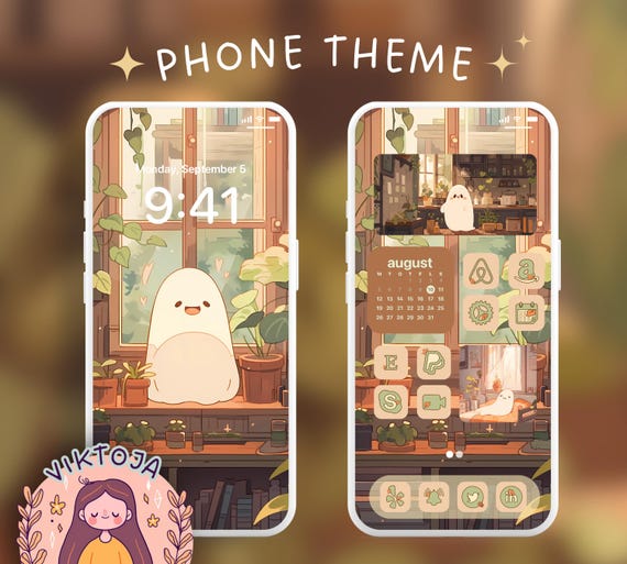 Ghost App Icons, Kawaii Phone Theme (iOS & Android) (Digital Download)