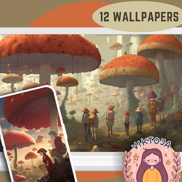 4k wallpaper mushrooms background aesthetic desktop wallpaper mushroom screensaver Studio Ghibli Wallpaper mushroom printable art hd cute