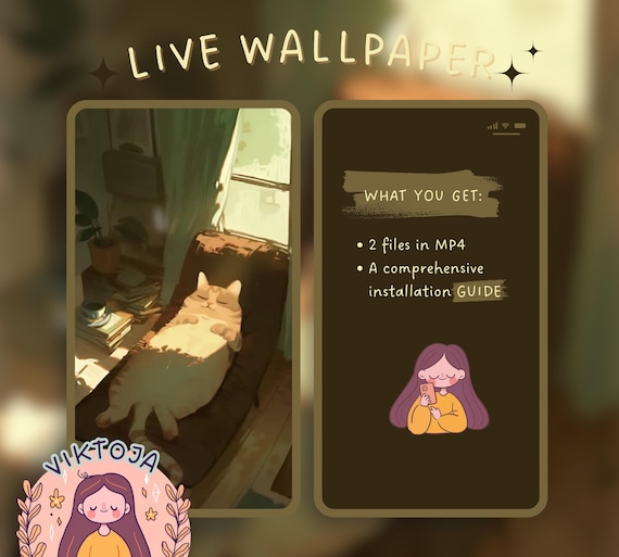 Resting Cat Live Wallpaper: Kawaii Hygge iOS/Android (MP4)