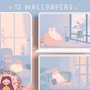 Pastel autumn Cats 2 wallpaper plants wallpaper books  Wallpaper desktop boho wallpaper kawaii Instant Download anime wallpaper cats ipad
