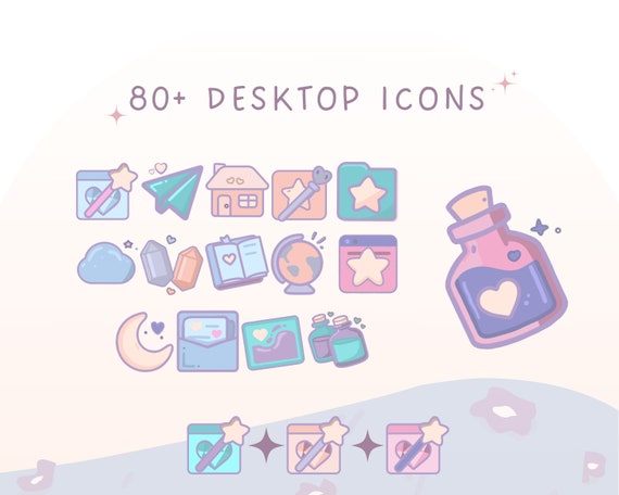 Pastel Desktop Icons: 80+ Kawaii Folder Icons (PNG & ICO)