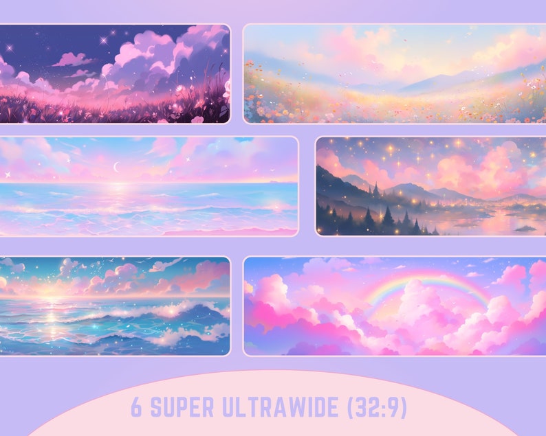 Pastel Meadow Wallpaper Set, Anime Desktop Backgrounds (digital ...