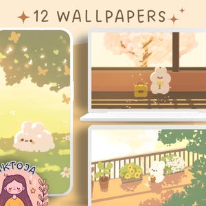 Sun bunnies Wallpaper pastel wallpaper pink desktop wallpaper cute screensaver kawaii background phone flower wallpaper cute Lock Screen