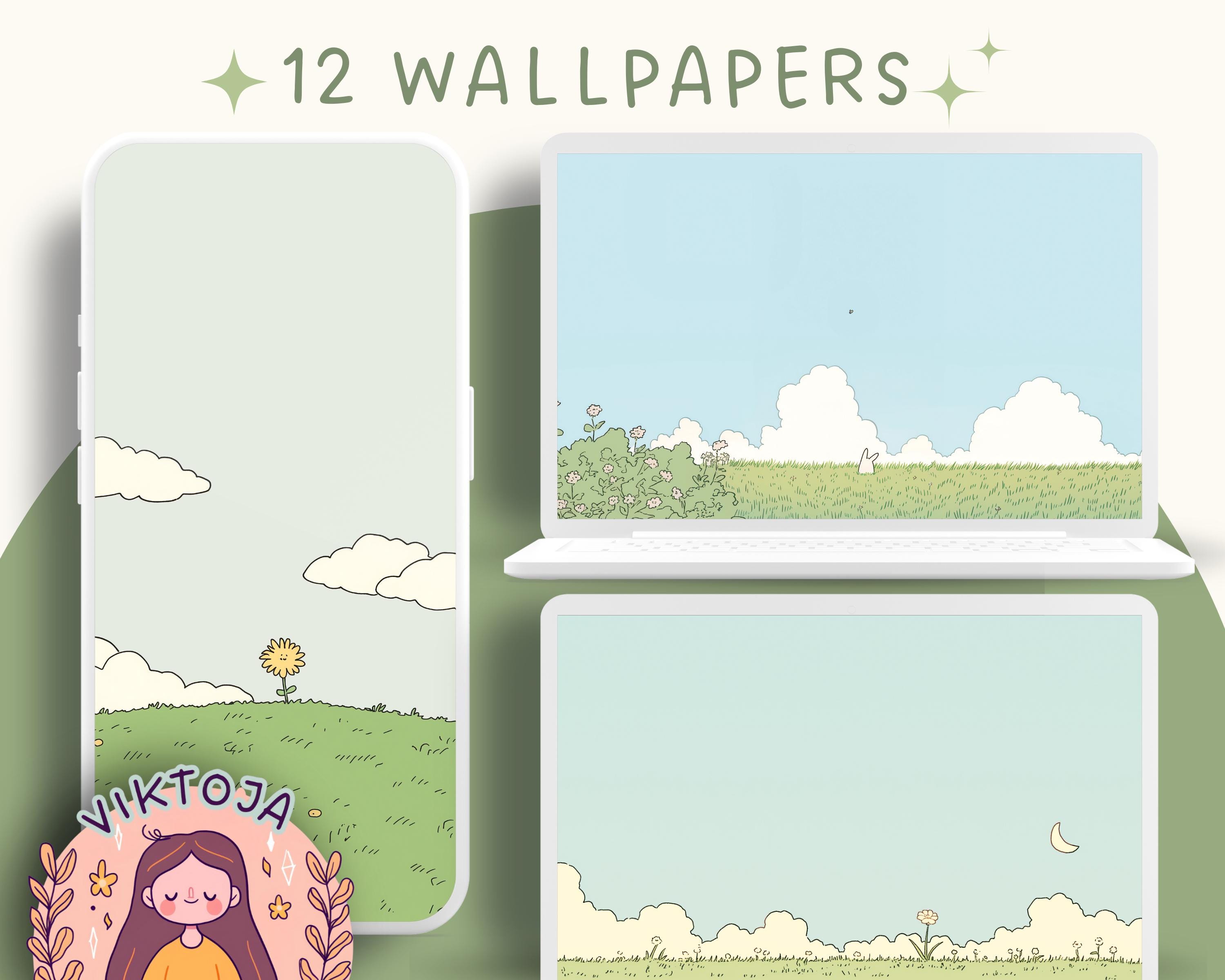 Nature minimalist wallpaper desktop wallpapers mac kawaii cute Wallpaper laptop background green wallpaper macbook background cute