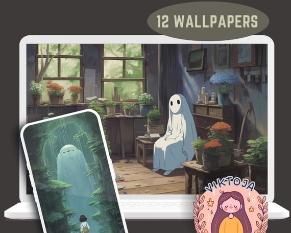 Studio Ghibli Ghost Wallpaper: Spooky Anime Screensaver (Digital Download)