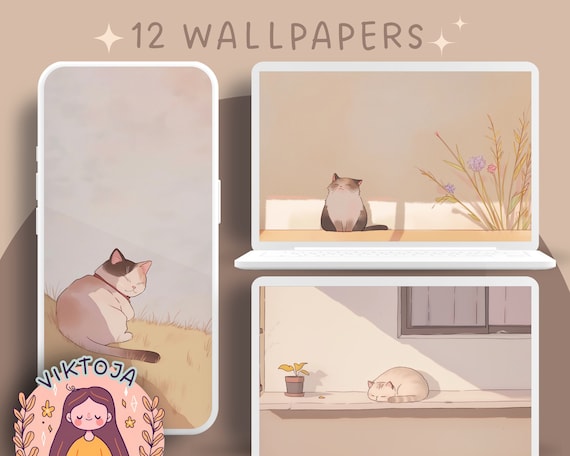 Cozy Cats Wallpaper Bundle: Desktop & Mobile (Digital Download)