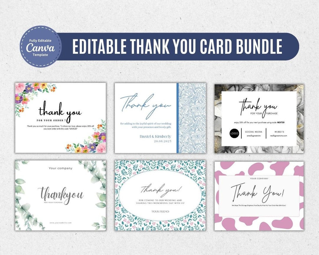 Aesthetic Thank You Card Template Thank You Card Printable Etsy