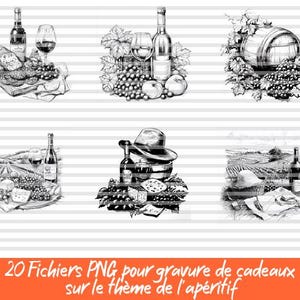 20 Visuels Apéritif PNG – Fichiers numériques à graver ou imprimer | Vin, fromage, saucisson, convivialité