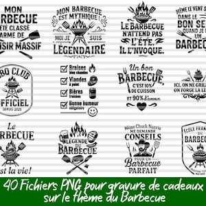 40 fichiers PNG sur le thème du Barbecue pour gravure, impression, sublimation, etc...